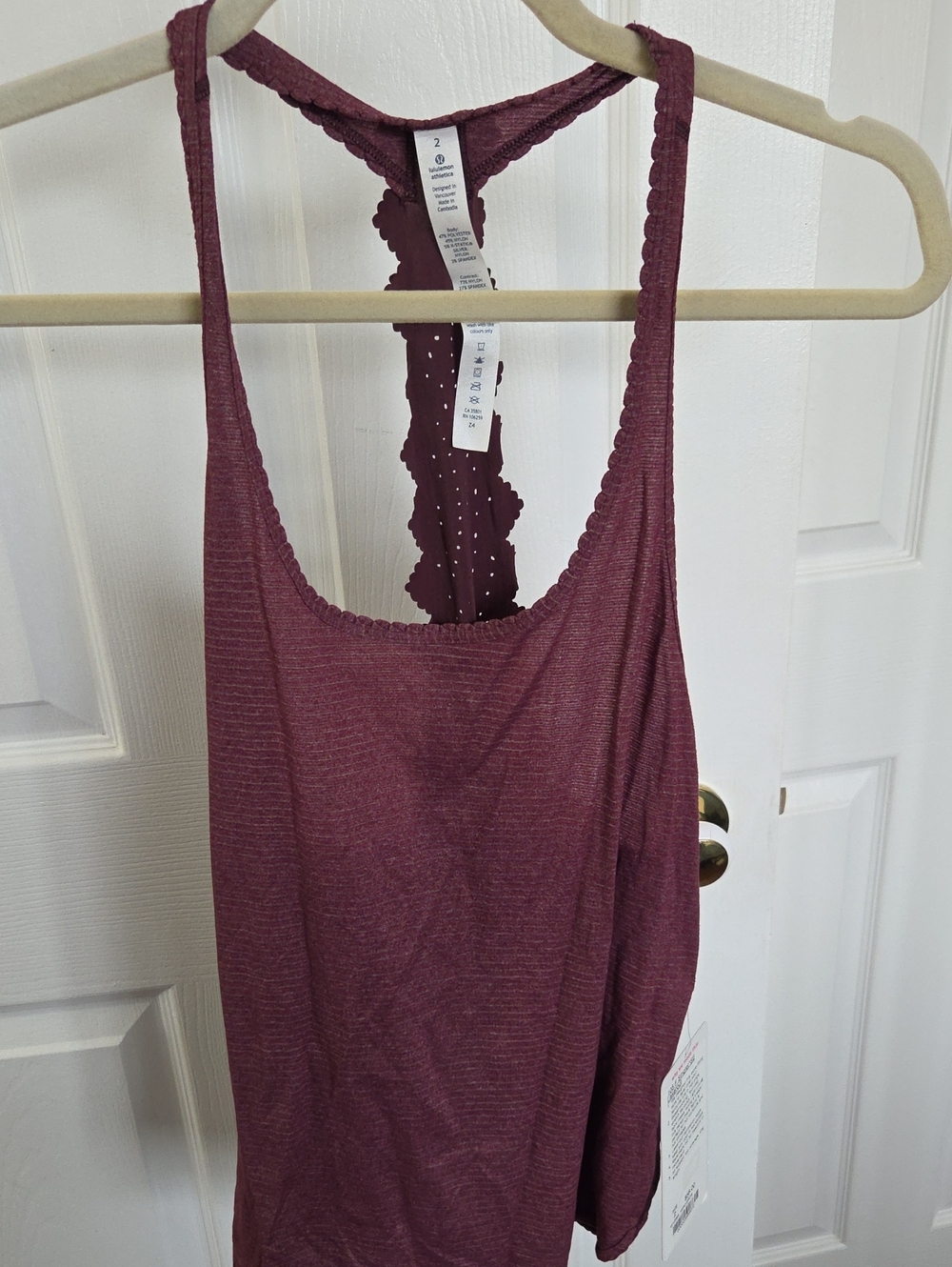 lululemon athletica Maroon Racerback Tank with Lace-Style Back